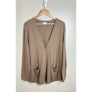 J.Jill Women's V-Neck Cardigan Button Up Long Sleeve Brown Size Large Pockets‎